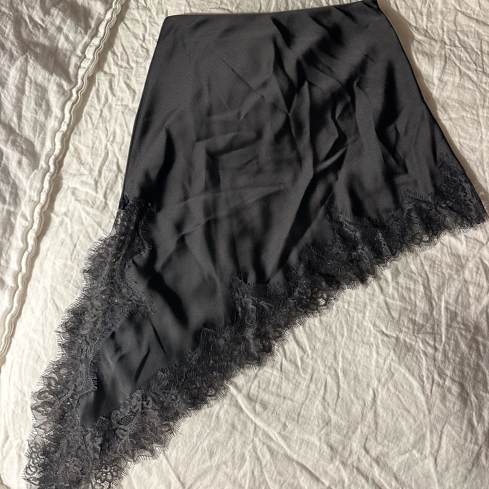 Zara Asymmetrical Grey Lace Skirt
